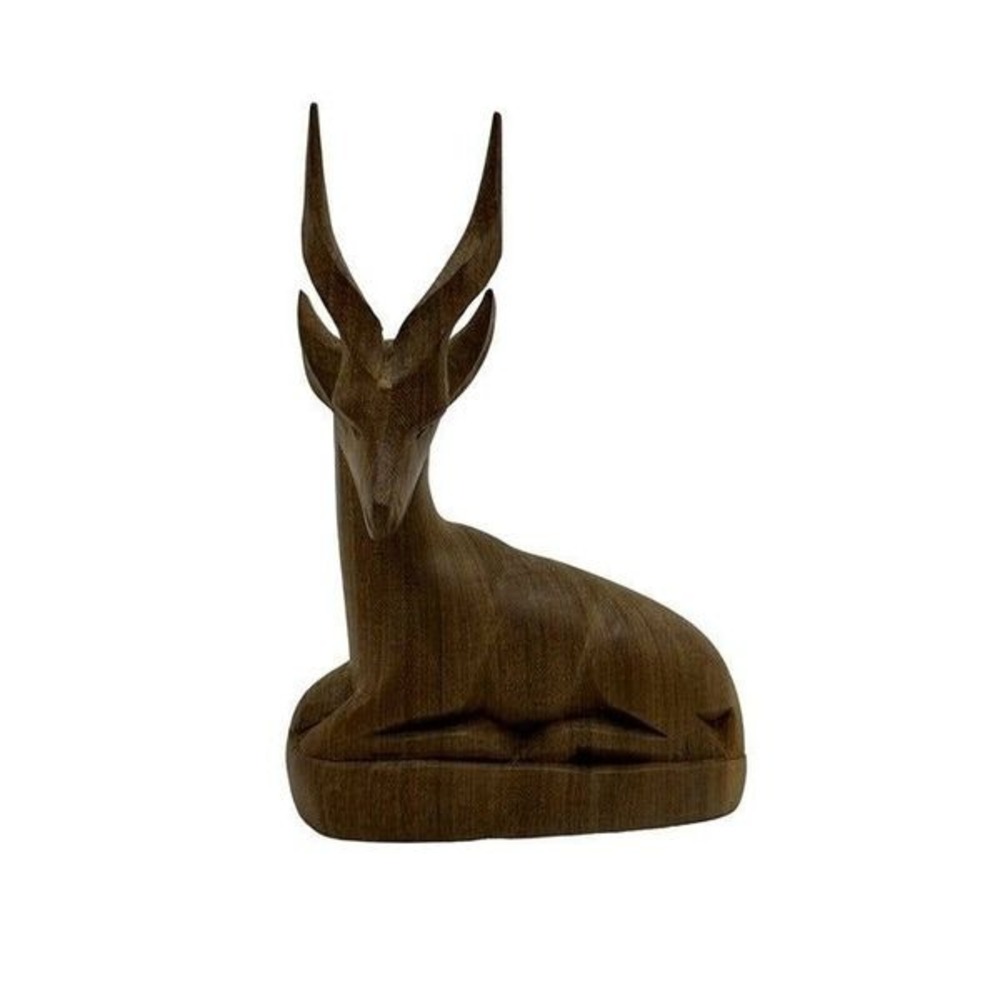 Unbranded Kudu Sculpture Unisex OS Brown Hand‎ Carved Wood Kenya